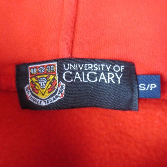 University Calgary UC 2014 Coat of Arms Motto Hoodie Adult S Red Pullover Heavy - Picture 6 of 10